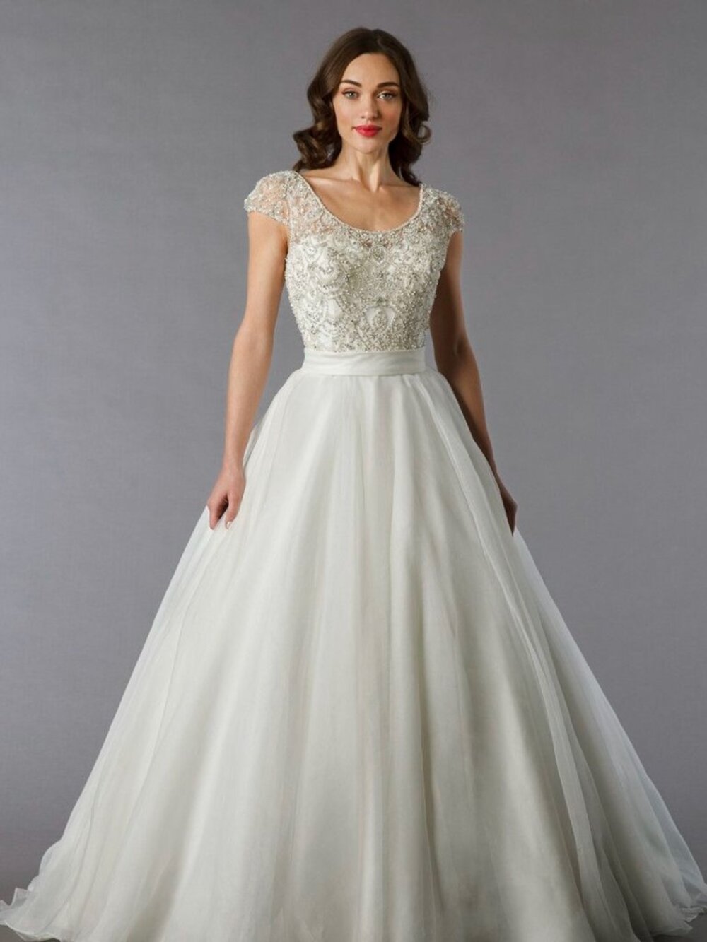 Allure Beaded Tulle Ballgown Wedding Dress Size 12